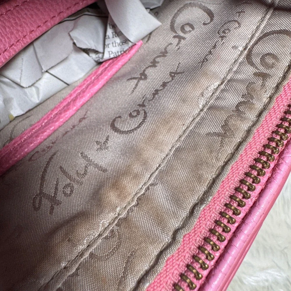 Foley + Corinna Pink Vegan Leather Ring Handle‎ Crossbody Bag Satchel